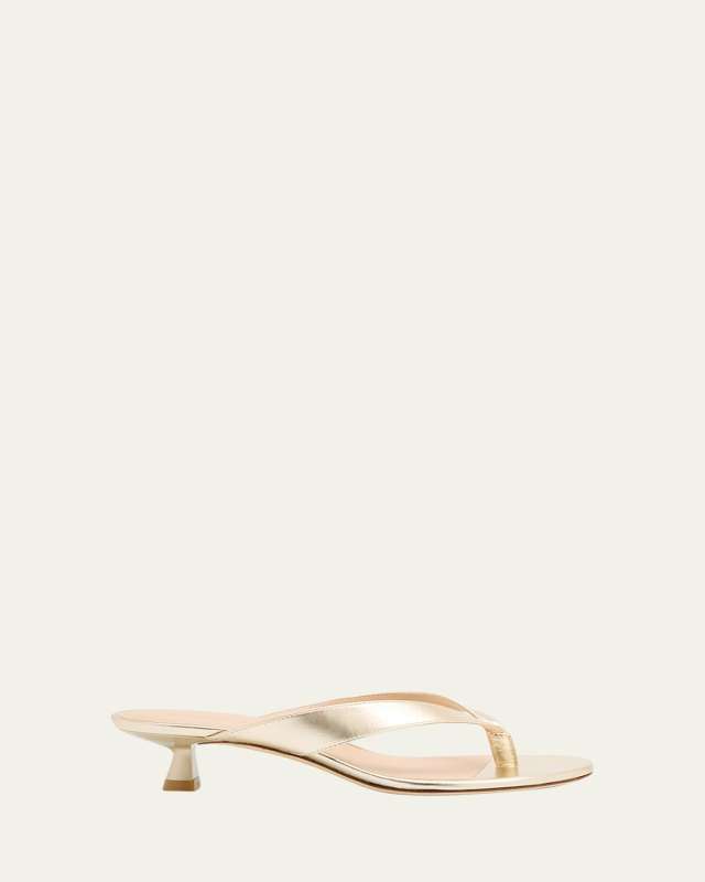 Rio Metallic Kitten-Heel Thong Sandals